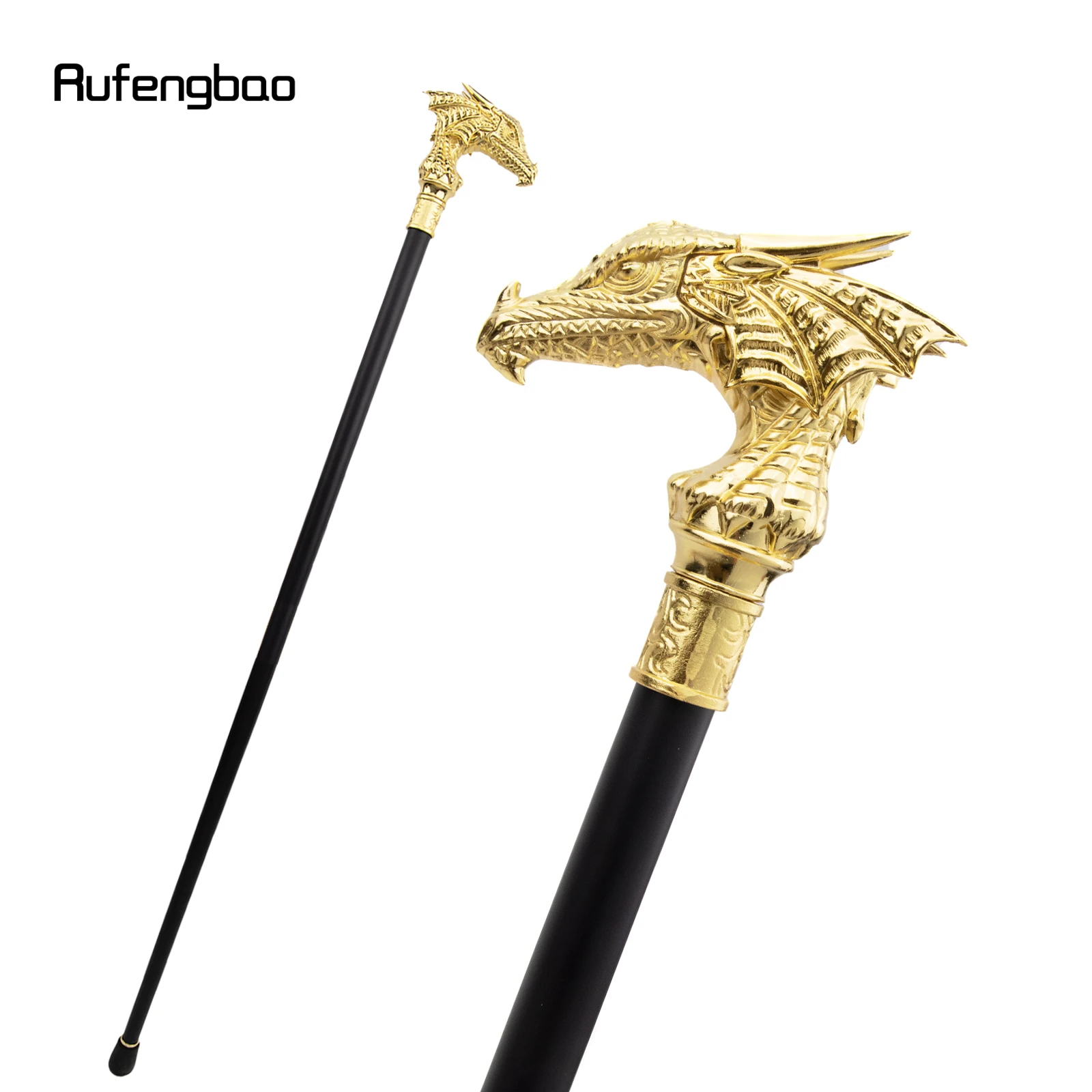 

Golden Dragon Head Single Joint Walking Stick Decorative Cospaly Party Fashionable Walking Cane Halloween Crosier 93cm