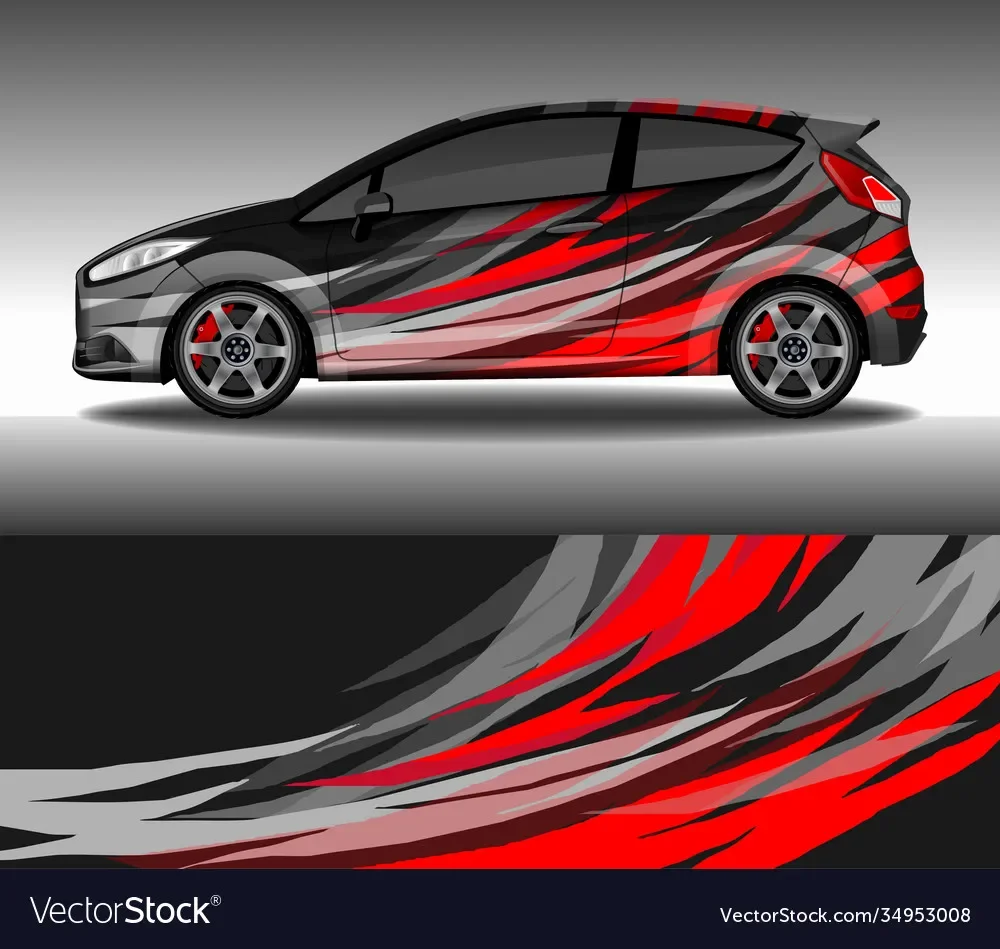 Red Graffiti Car Graphic Decal Full Body Racing Vinyl Wrap Car Full Wrap Sticker Decorative Car Decal Length 400cm Width 100cm