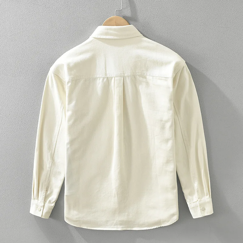American Retro Patchwork Color Block Long Sleeve Cotton Shirt Men's Casual Design Fashionable All Cotton Trendy Top