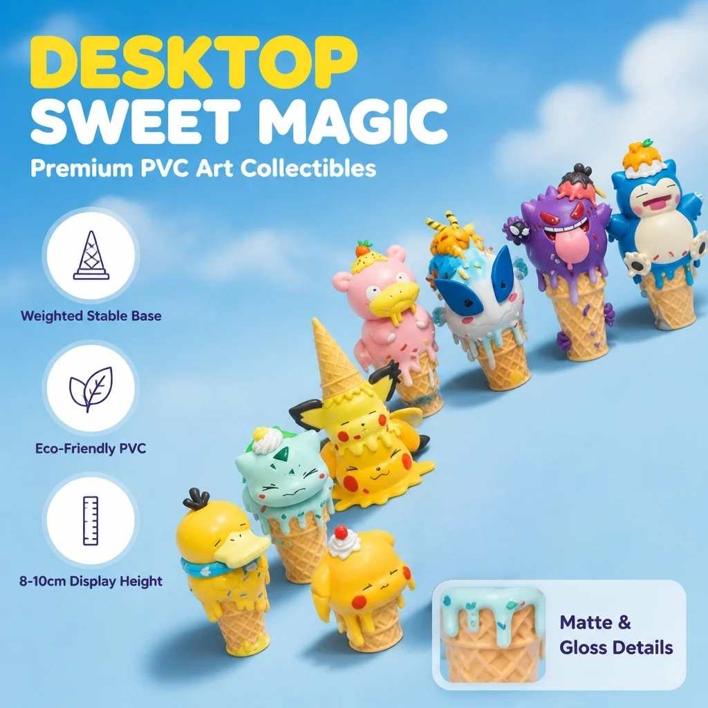 10cm PVC Pokemon Cute Ice Cream Cone Figure Multi Styles Anime Game Collection Display Decorative Showpiece Memorabilia Gift