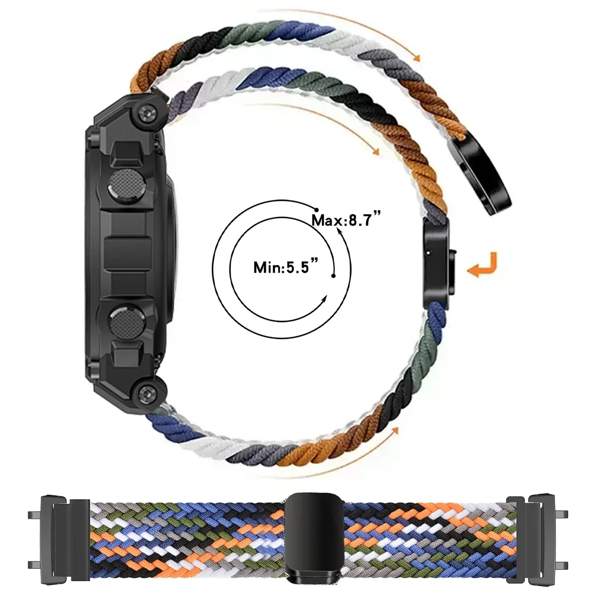 Nylon Braided Loop Strap For Huami Amazfit T-Rex 3 2 Elastic Band Smart Watch Bracelet For Huami Amazfit T-Rex/Pro/2Ultra Correa view 5