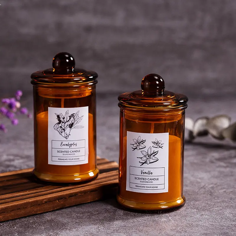 Vintage Glass Jar Scented Candle Essential Oils Soy Wax Candle Aromatherapy Room Home Decoration Birthday Xmas Gift Photo Props