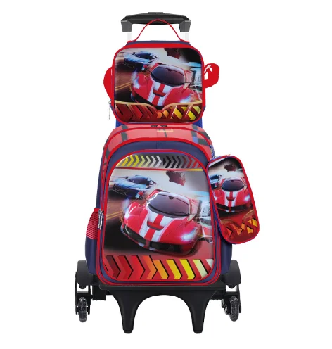 School Rugzak Set Met Wielen 3 Stks/set Voetbalschool Rollende Rugzak Voor Jongens Basisschool Boekentas Met Wielen