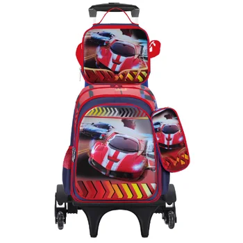 School Wheeled Backpack Set 3 pcs/set Football  School Rolling Backpack for boys  Elementary School Bookbag Satchel With Wheels