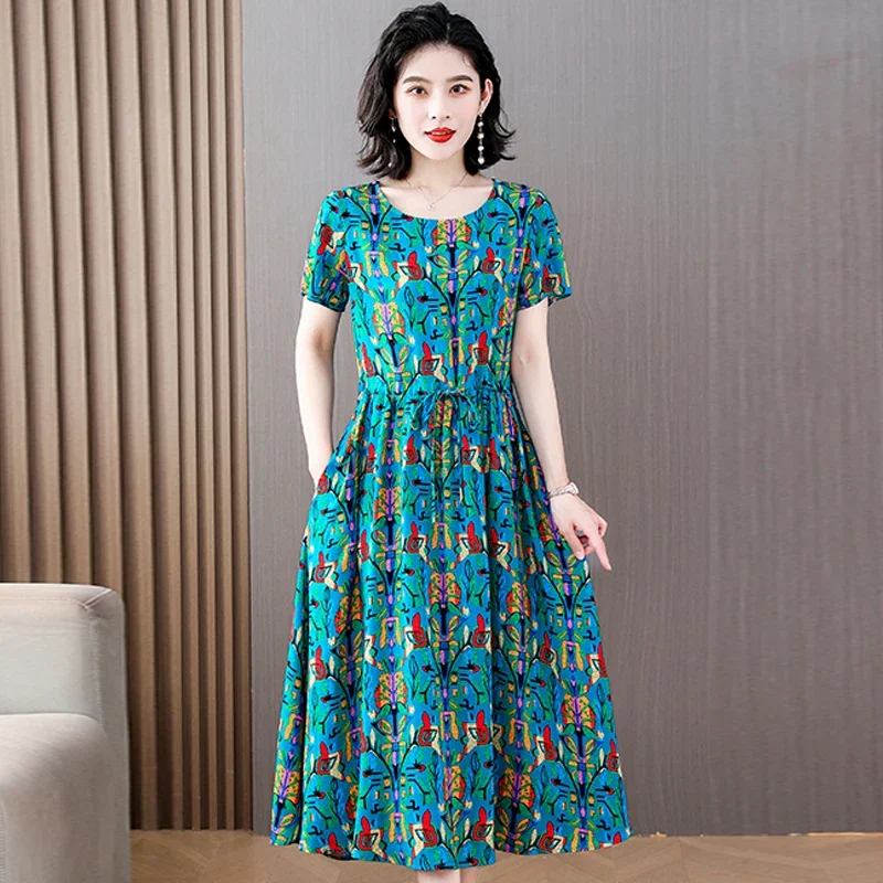 Summer Elegant Dresses Ladies 2023 Slim Short Sleeve Casual Summer Women\'s Dresses Korean Style Vintage Clothes High Quality