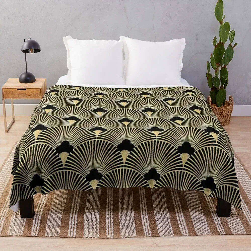 

Art deco, fan pattern, vintage,1920 era, gold,black,elegant,chic,The Great Gatsby,modern,trendy,girly Throw Blanket