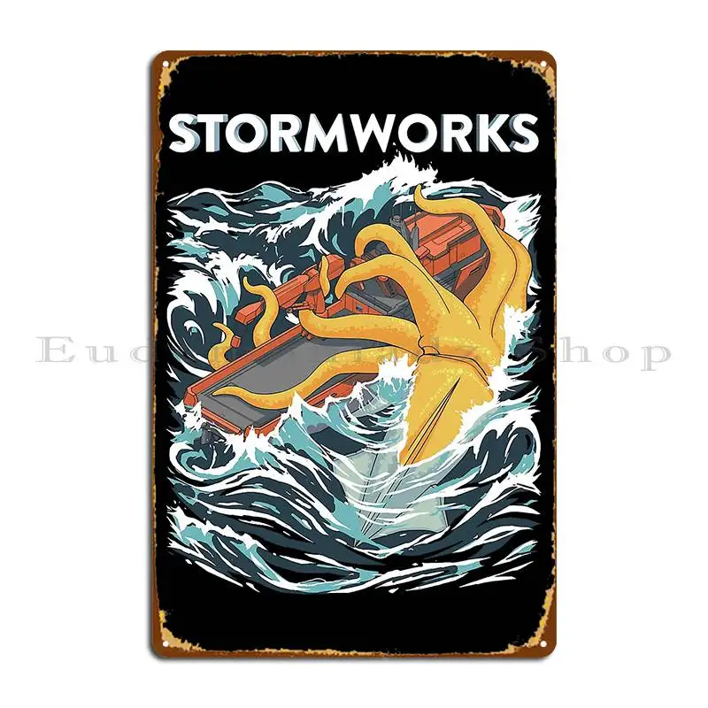 Stormworks Kraken Attack Metal Plaque Poster Party Plaques Kitchen Designer Sign Tin Sign Poster