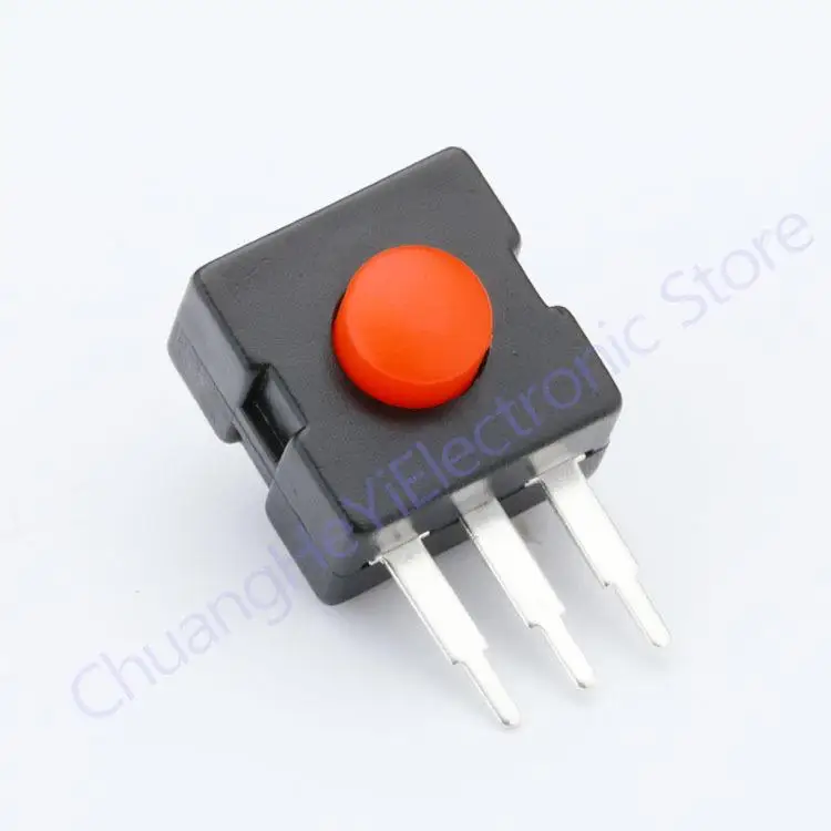 10Pcs 1212-223DB 12*12mm side Straight Foot 3pins Red Button LED Flashlight Switch 0.5A 50VDC ON-OFF-ON-OFF 12x12 223DB