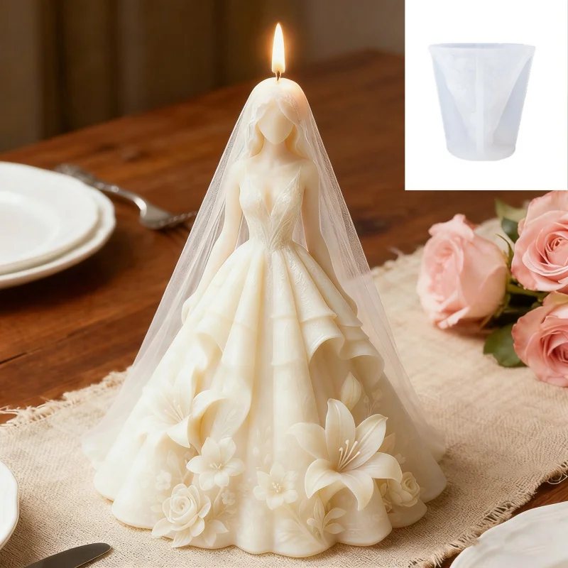 

DIY имитация свадебного платья, силиконовая форма для свечей, простая юбка, форма для ароматерапии, гипсовая смола, поделки, декор для свадебной вечеринки