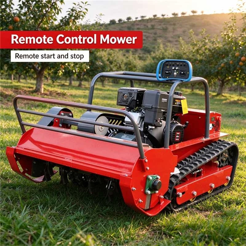 Customized Electric Rubber Track RC Lawn Mower, Crawler Remote Control Mowing Robot, All Terrain Slope Grass Cutter