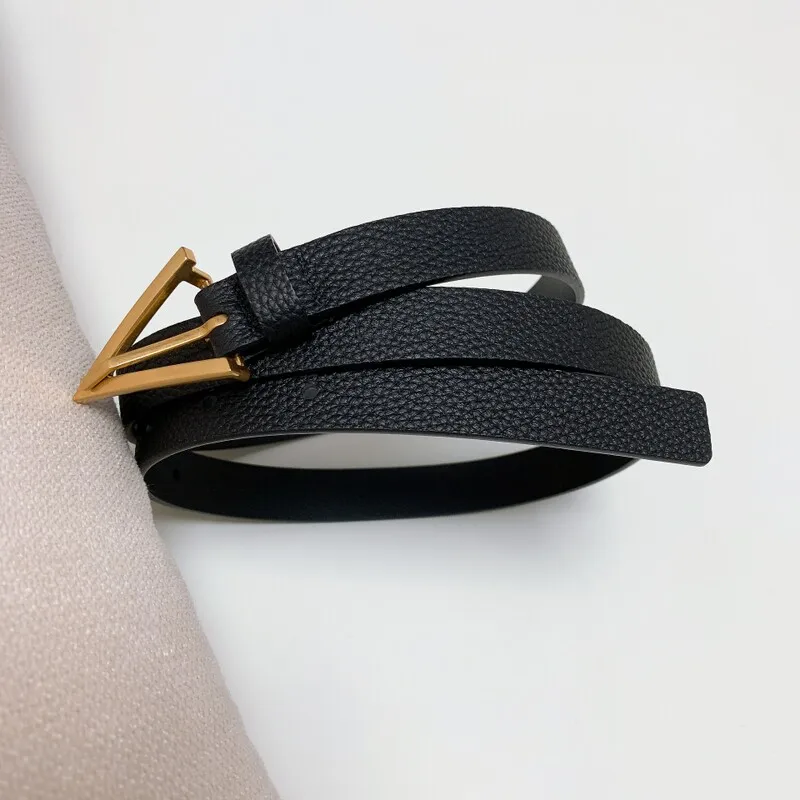 High quality positive leather green needle belt for women Minimalist waist belt for women with waist trim 2.0 slim waist belt