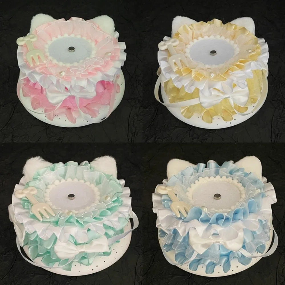 Lovely Lace Magnetic Anime Cake Badge Holder Bow 3D Pins Display Base Pearl Fork Ornate Ribbon Badge Flower Badge Display
