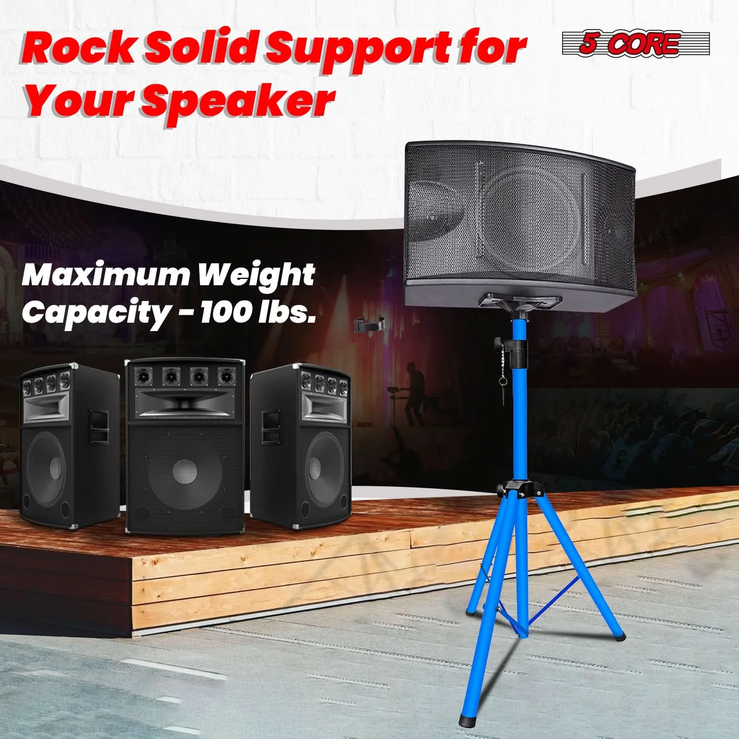 5 Core Speaker Stand Height Adjustable PA DJ Tripod Studio Monitor Stands w 35mm Compatible Insert - SS ECO 1PK SKY BLU WoB view 4