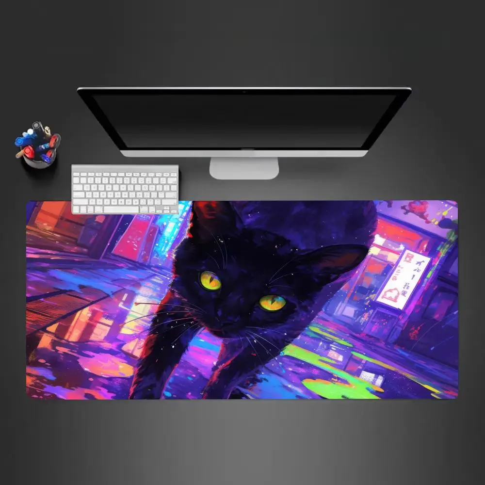 アニメ猫マウスパッド大型コンピュータアクセサリーオフィスゲームテーブルマットXXLゴム滑り止めゲーミングキーボードマウスパッドデスクパッド