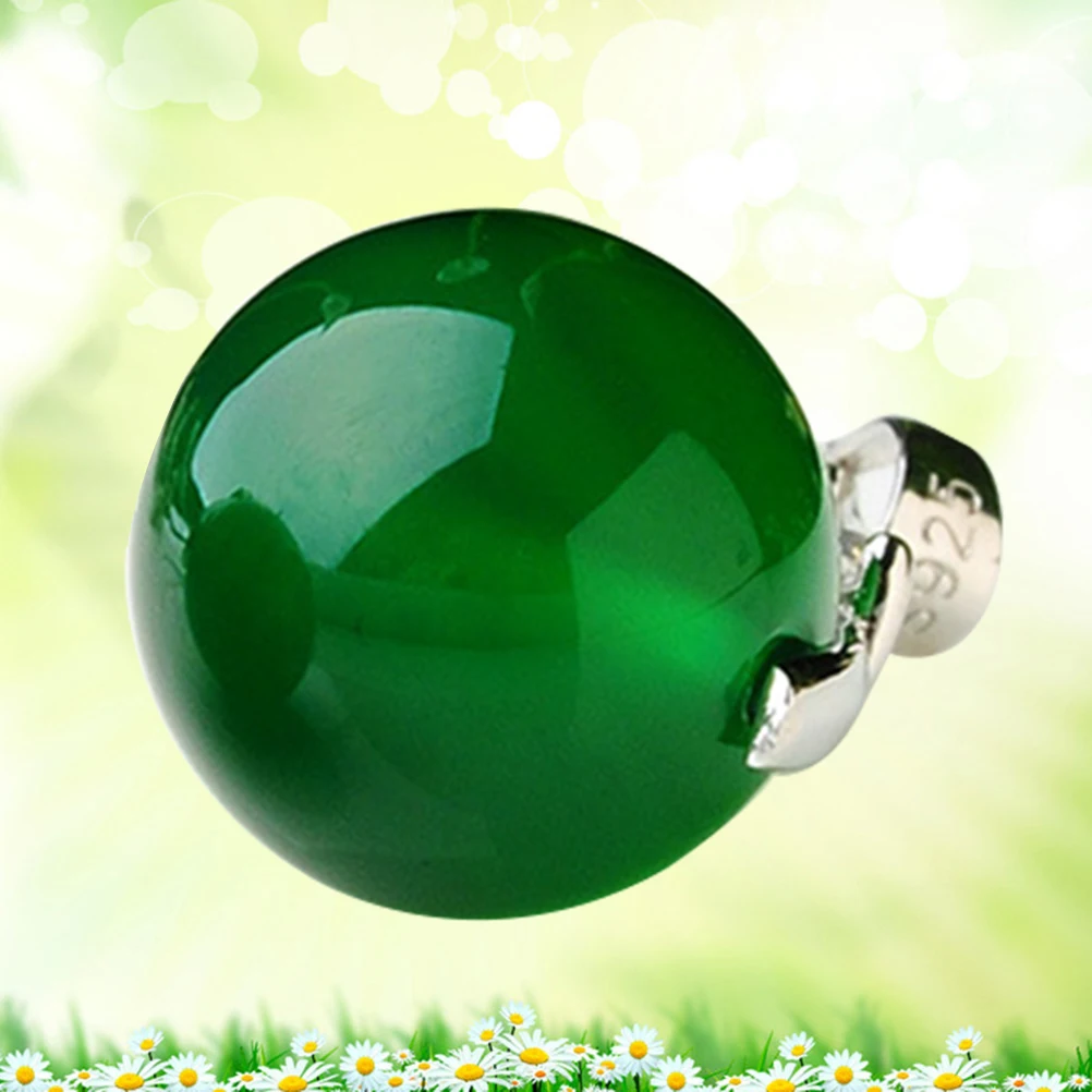

12mm Emerald Agate Bead Pendant Charms Chalcedony Gemstone Necklace Jewelry Bead Pendant for Woman Girl (Green, Random Pendant a