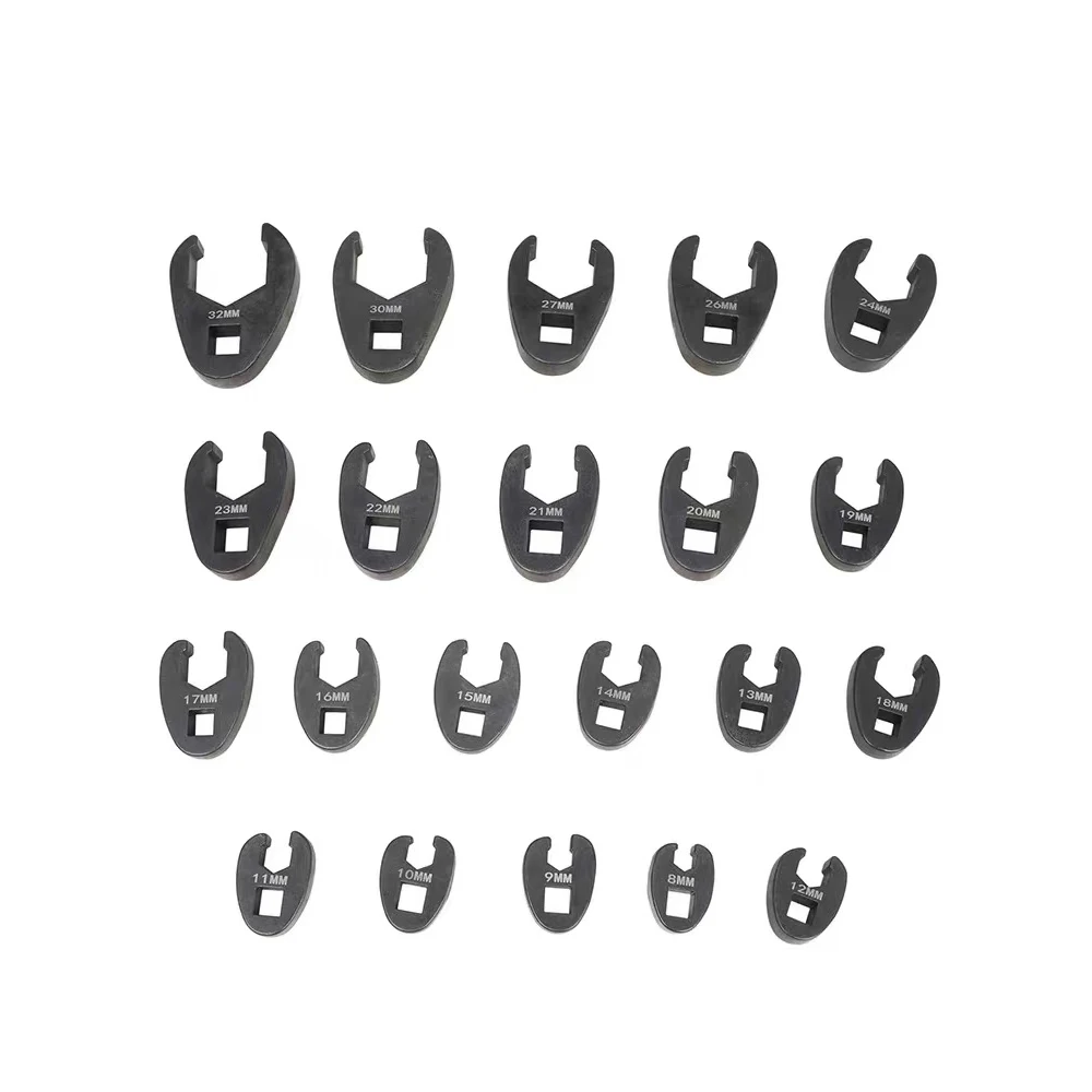 

19PCS 21PCS Crowfoot Wrench Set Metric Crows Foot 8-32mm Flare Nut Wrench Set Tool Kit