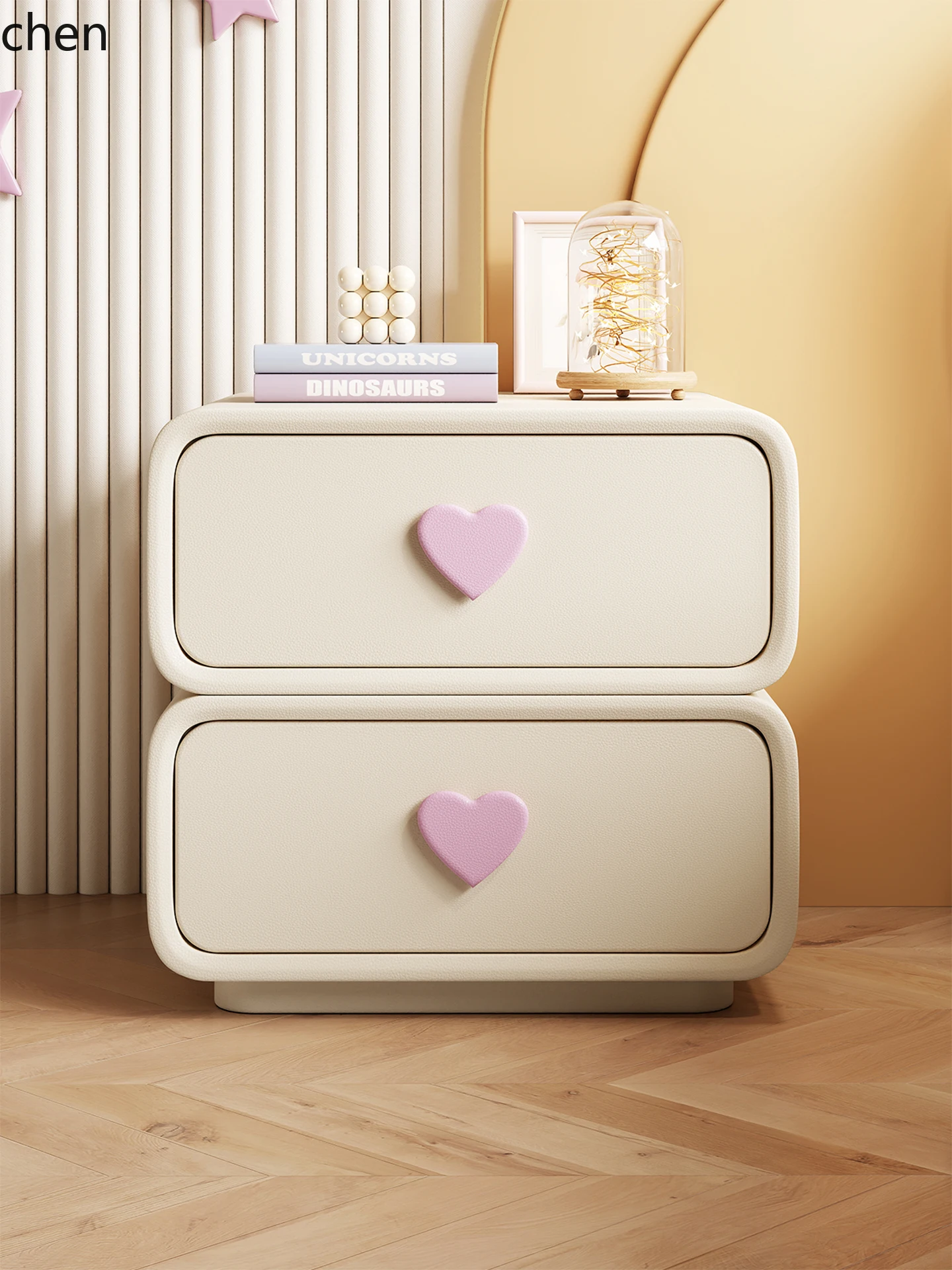 

ZML Minimalist Double Layer Bedside Table Creative Bedroom Solid Wood Small Storage Cabinet