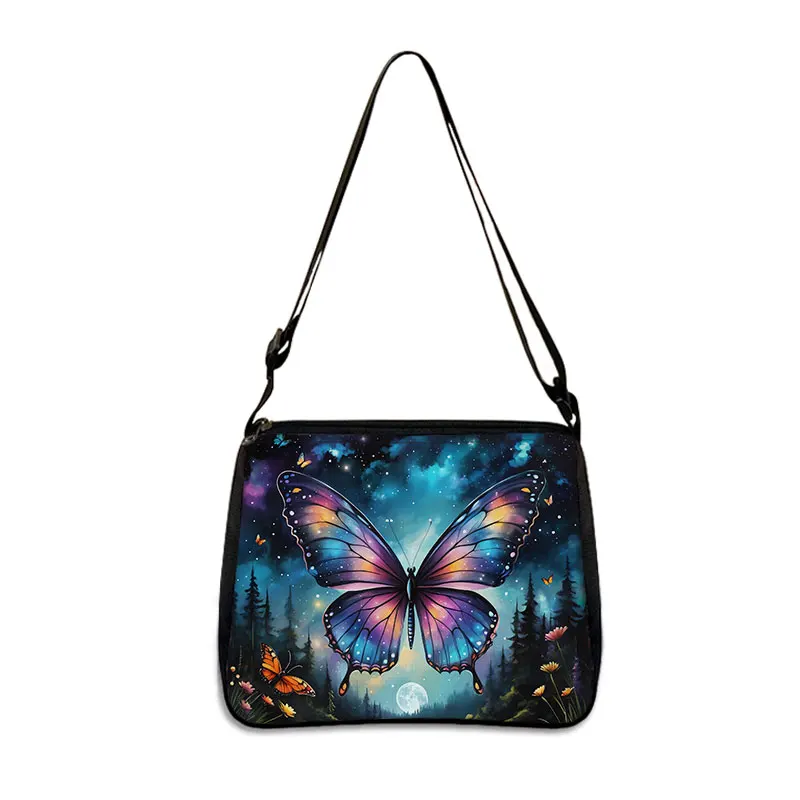 Bolso de hombro Vintage con estampado de mariposa y Luna para mujer, bolsos de flores y plantas, bolso de viaje, soporte para teléfono, bandolera