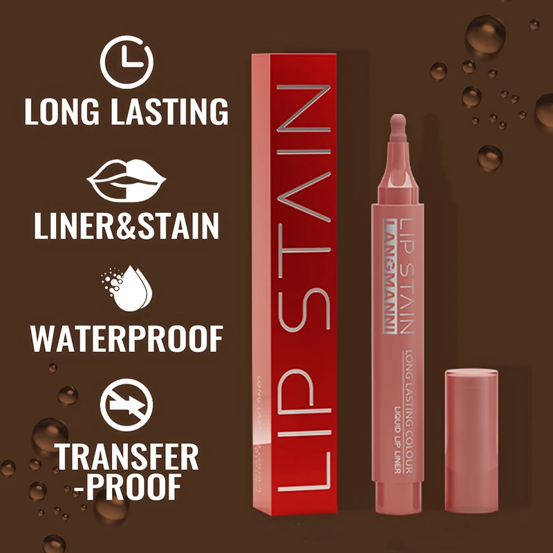 Donkerbruine vloeibare kleurstof lipliner pen waterdicht mat fluwelen lippenstift sexy roodbruine tint lipvorm correctie lip make-up vrouwen