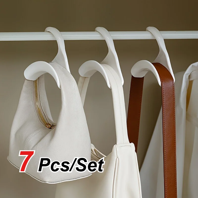 7 PCS Bag Hook Suitable for Wardrobe Booth Organizing Bags, Hats, Scarves, Arched Design to Prevent Wrinkles and Leave No Marks