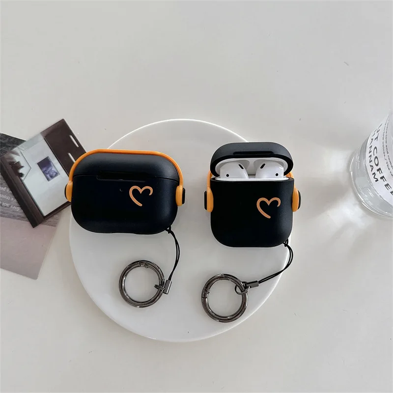 Line Heart Case for AirPods 4 Airpod 1 2 3 Pro Pro2 Bluetooth Earbuds Charging Box Protective Earphone Case Cover