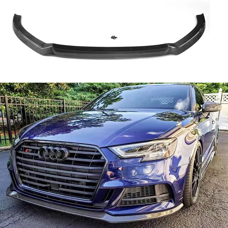 Free shipping fit for Audi 8V.5 S3 A3 Sline Sedan 2017-2019 carbon fiber front lips to Audi S3 8V.5 carbon lips Sedan