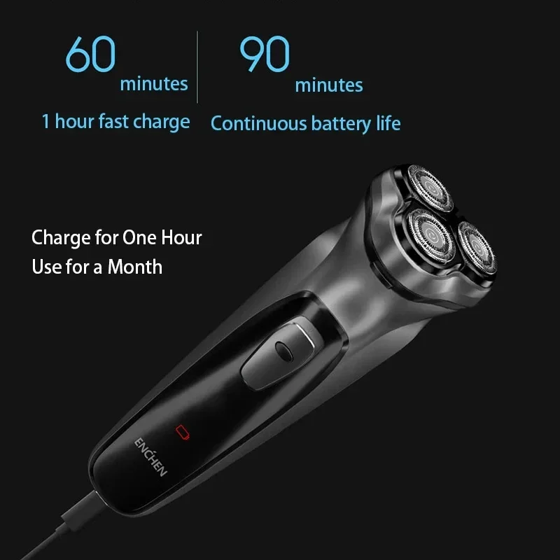 ماكينة حلاقة كهربائية من ENCHEN BlackStone للرجال من النوع C قابلة لإعادة الشحن ماكينة حلاقة اللحية تحكم ذكي قفل السفر 100% جديد