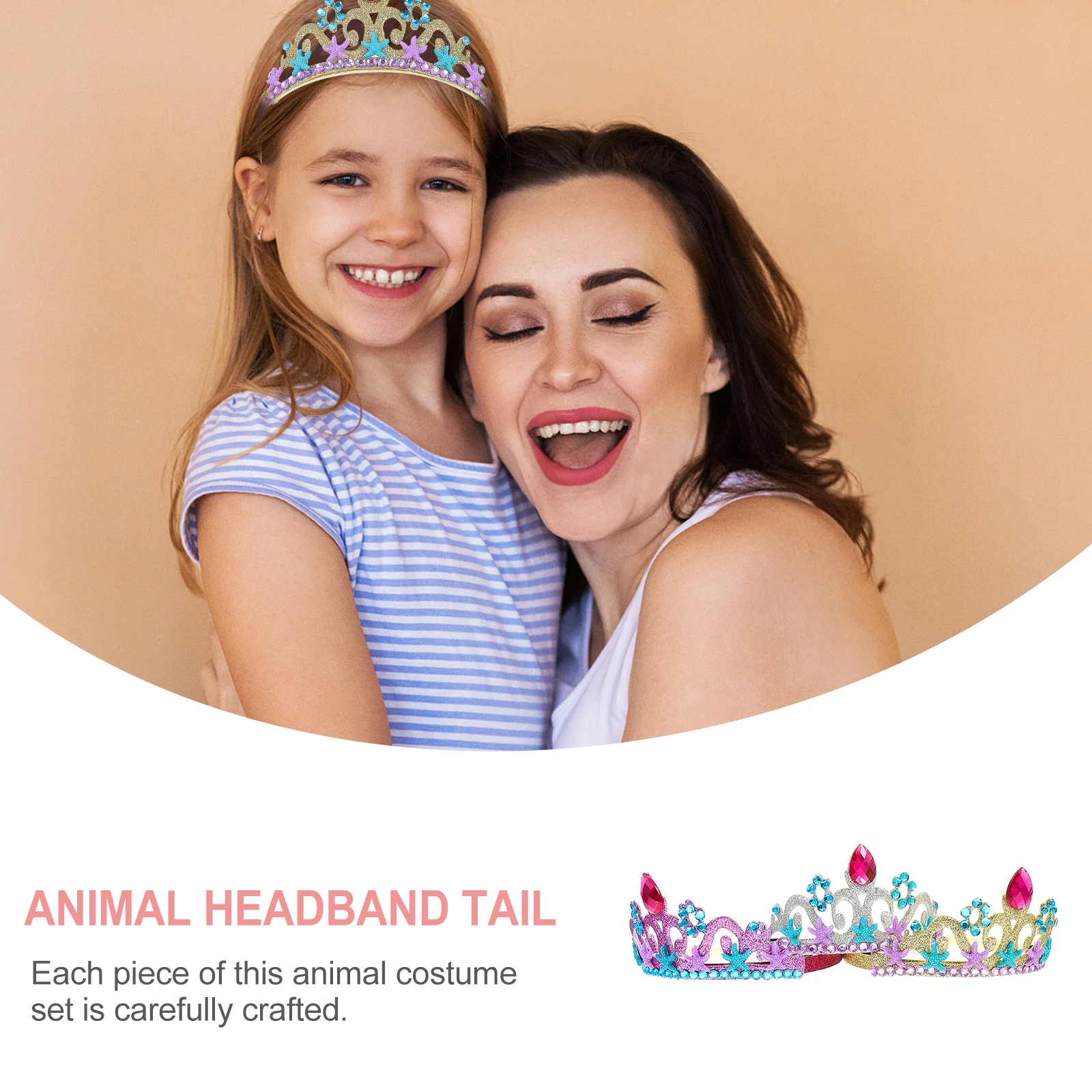 

3pcs Little Girl Ocean Style Tiara Crown Party Decor Headdress Hair Band Creative Prop Durable Crown Headpiece For