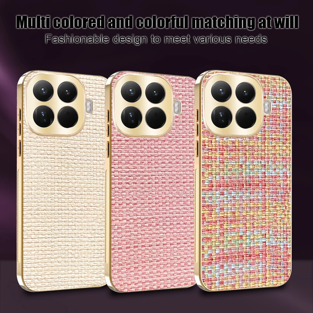 

For Xiaomi 15T Pro Case Cloth Braided Texture Camera Protection Electroplated Silicone Shockproof Bumper Back Cover
