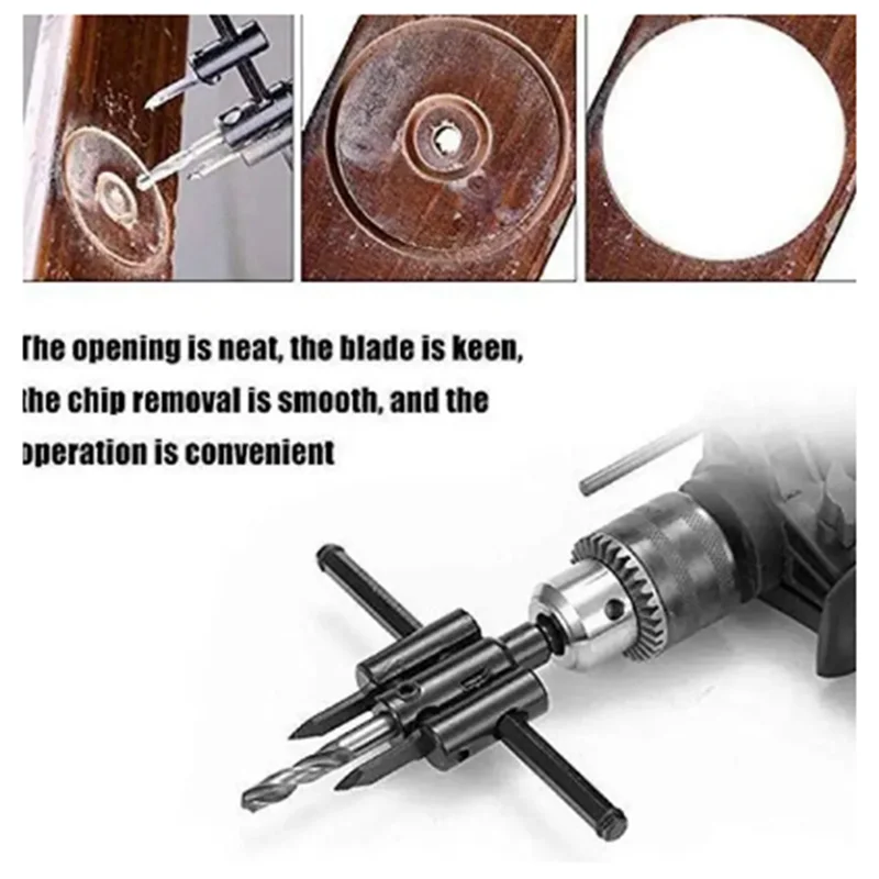 

AB33-Woodworking Opener Adjustable Wood Circle Hole Cutting Diameter Saw Cutter Tool Drill Bit Hole Punching Tools