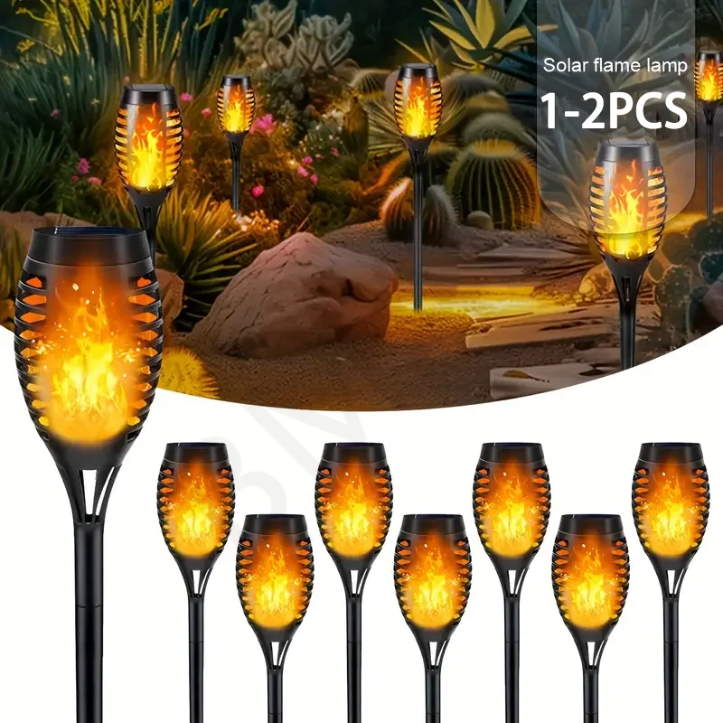

2025 1/2PCS Solar Flame Torch Light Flickering Light Waterproof Garden Decoration Outdoor Lawn Path Yard Patio Floor Lamp
