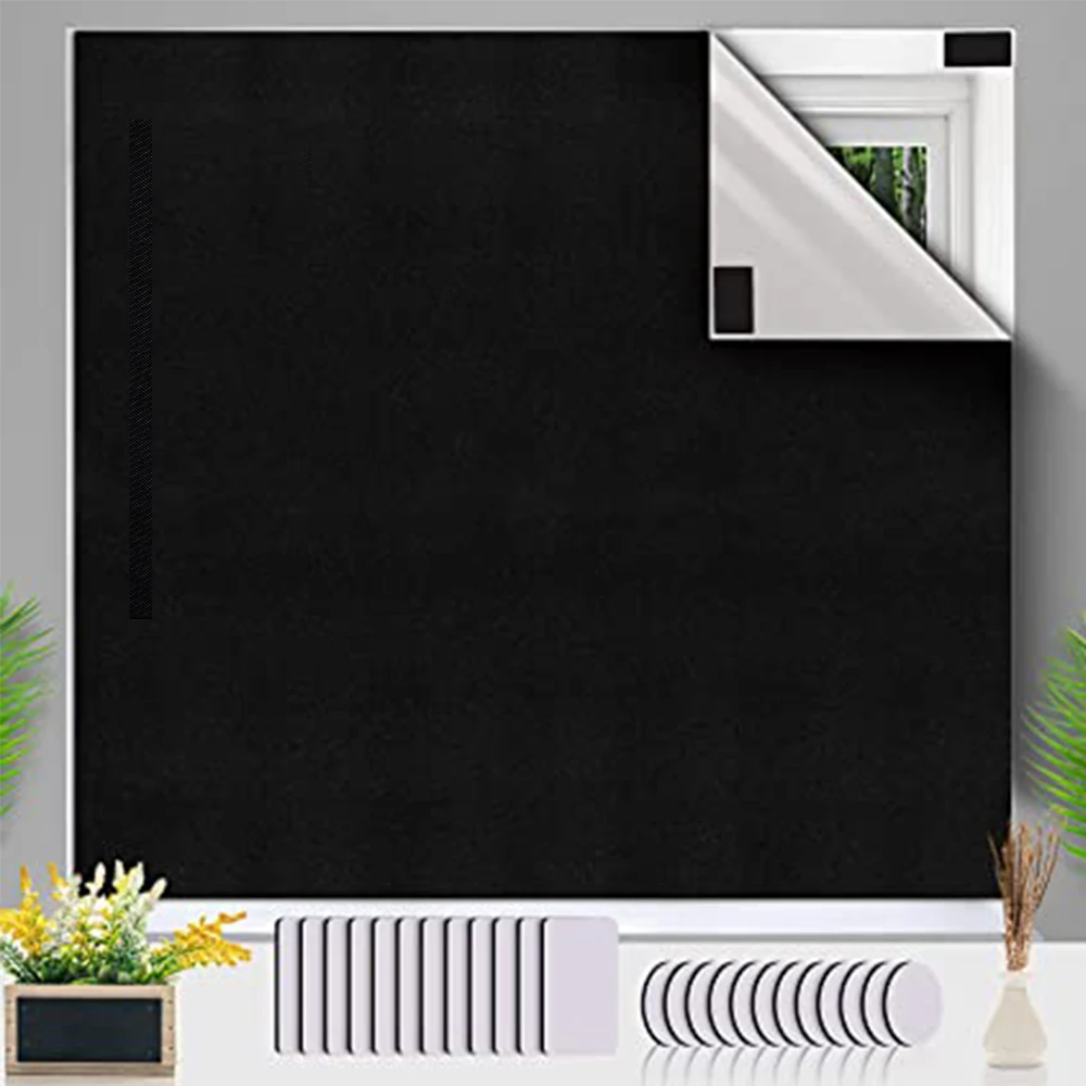 100% Removable Light Blocking Darkest Window Cloth DIY Total Blackout Glass Privacy Darkening Window Tint Black Window Sticker