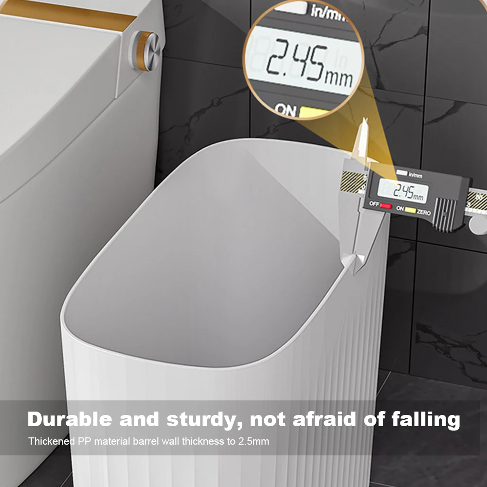 12L ゴミ箱 無臭 狭いゴミ箱 省スペース バスルーム収納バケツ 防水 プレス式 キッチン トイレ用