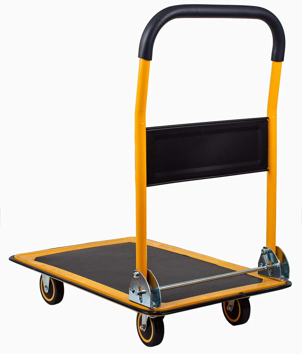 MaxWorks 80876- Foldable Platform Truck Push Dolly 330 lb. Weight Capacity Black and Yellow 28.75