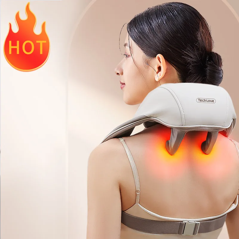 Multifunctional trapezius shoulder strap electric hot compress massager kneading shoulder and neck massager