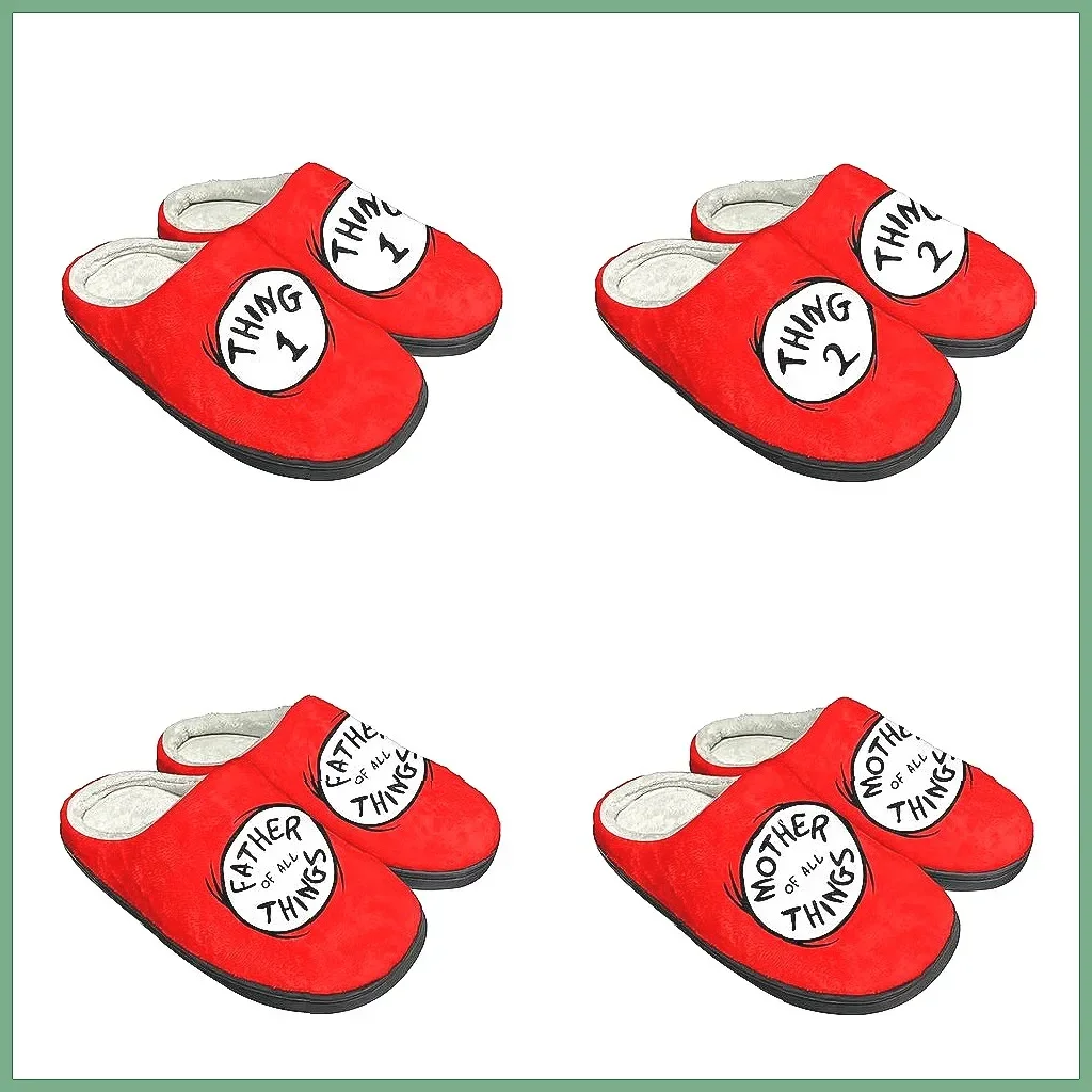 

Dr. Seuss Thing 1 & 2 Plush Slippers, Warm Fuzzy House Shoes for Men & Women, Customizable