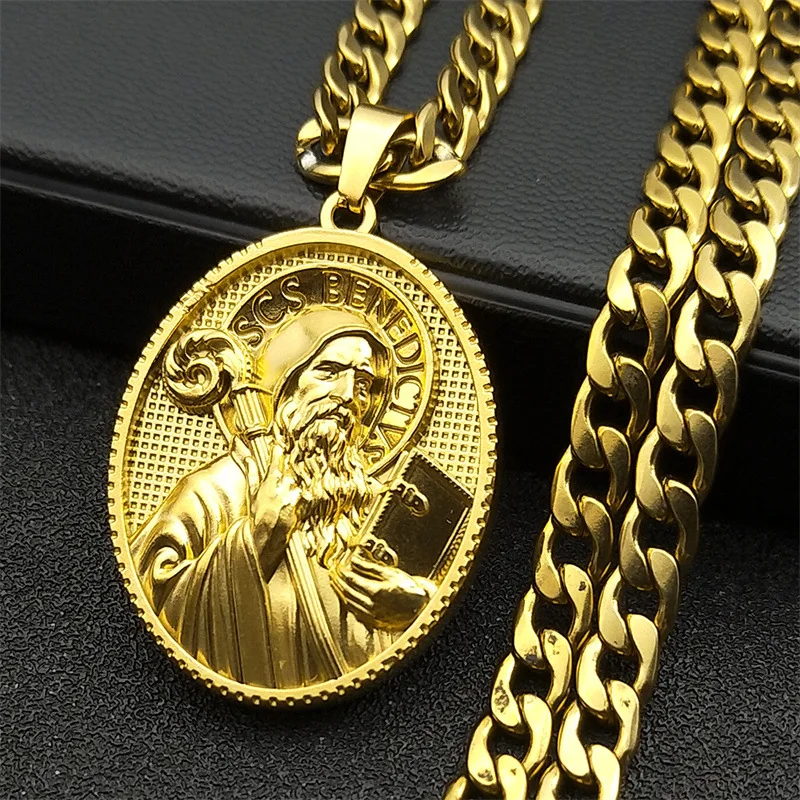 American Style Western Mythology Series Gold Color Relief Robe Jesus Necklace UNISEX Hip Hop Rock Party Jewelry Necklace