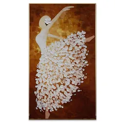 Ballet Dancer Hand Painted Abstract Palette Knife Painting on Canvas, Modern Wall Art for Living Room, Home Decoration