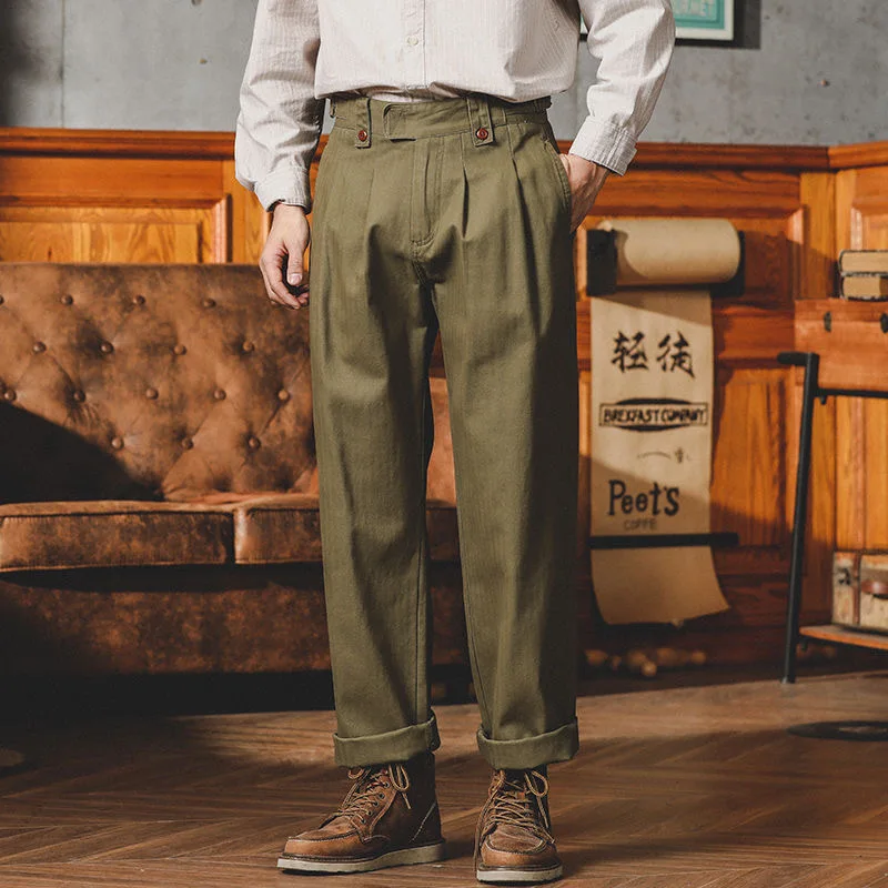 American Vintage Gurkha Trouser For Men British Style Casual Loose Straight Cargo Pants Spring Autumn Fashion Cotton Naples Pant - Image 4