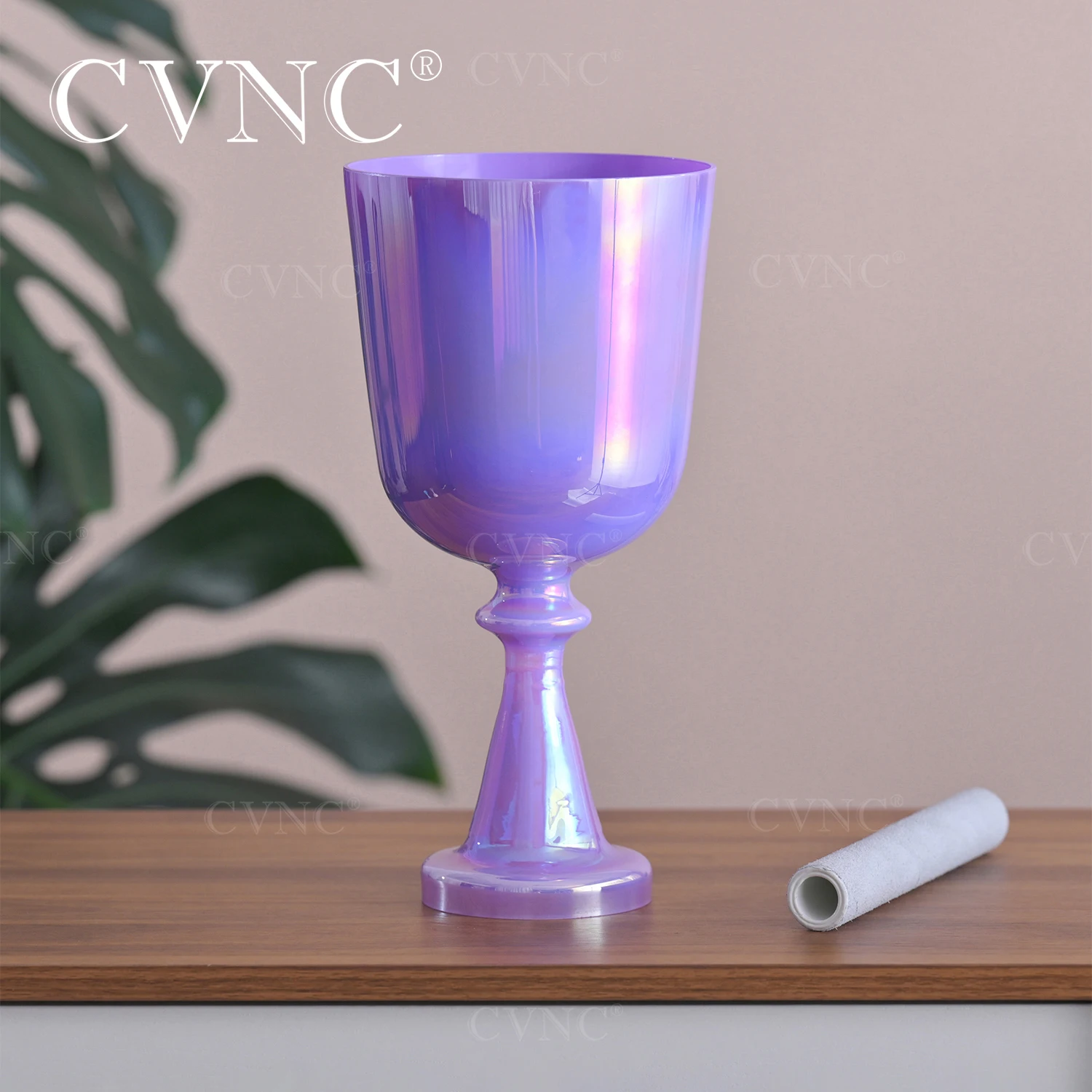 

CVNC 6"/7" Dream purple Cosmic Light Hollow Handle Quartz Crystal Singing Bowl for Sound Healing with Suede Mallet