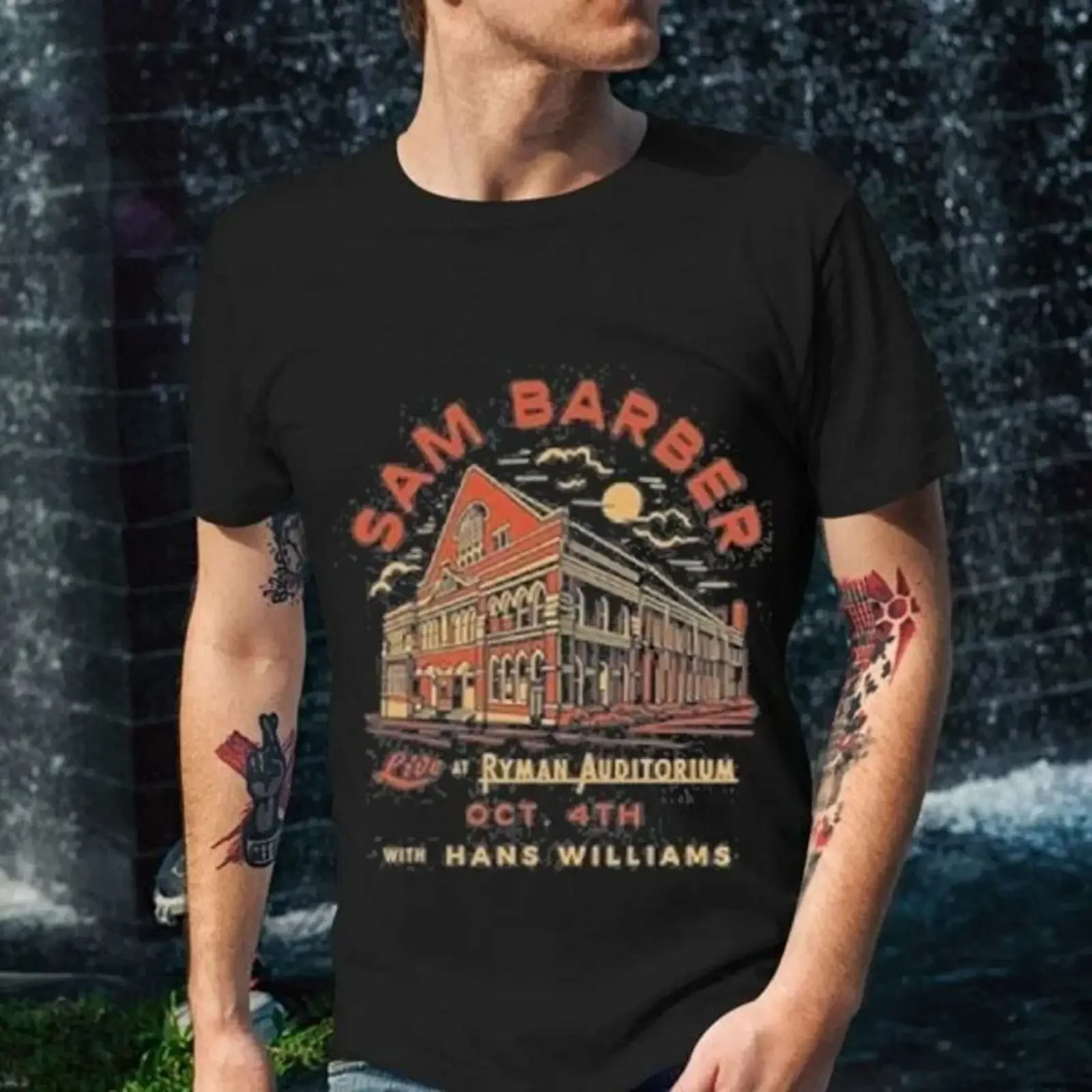 Sam Barber T Shirt October 4 2024 Ryman Auditorium Nashville vintage Washed Stylish homme streetwear Versatile Comfortable