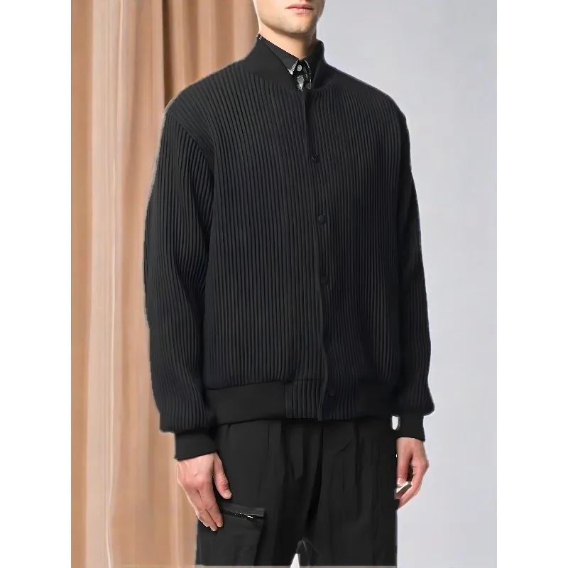 

Miyake плиссированная мужская куртка, классическая тканевая куртка, осень 2021, новинка осени, однотонная свободная бейсбольная одежда, мужская куртка с длинными рукавами