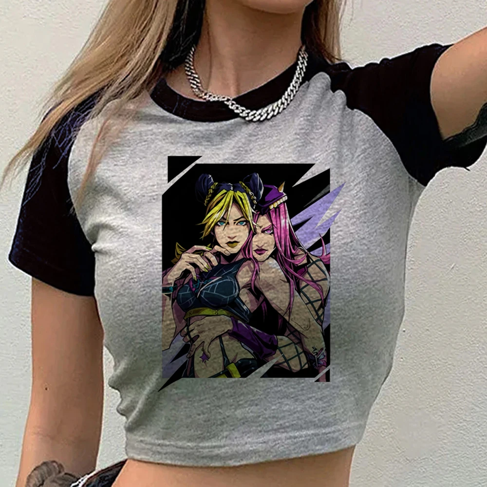 Jojo's Bizarre Adventure crop top female graphic gothic jojifuku y2k kawaii t-shirt emo grunge manga harajuku kawaii
