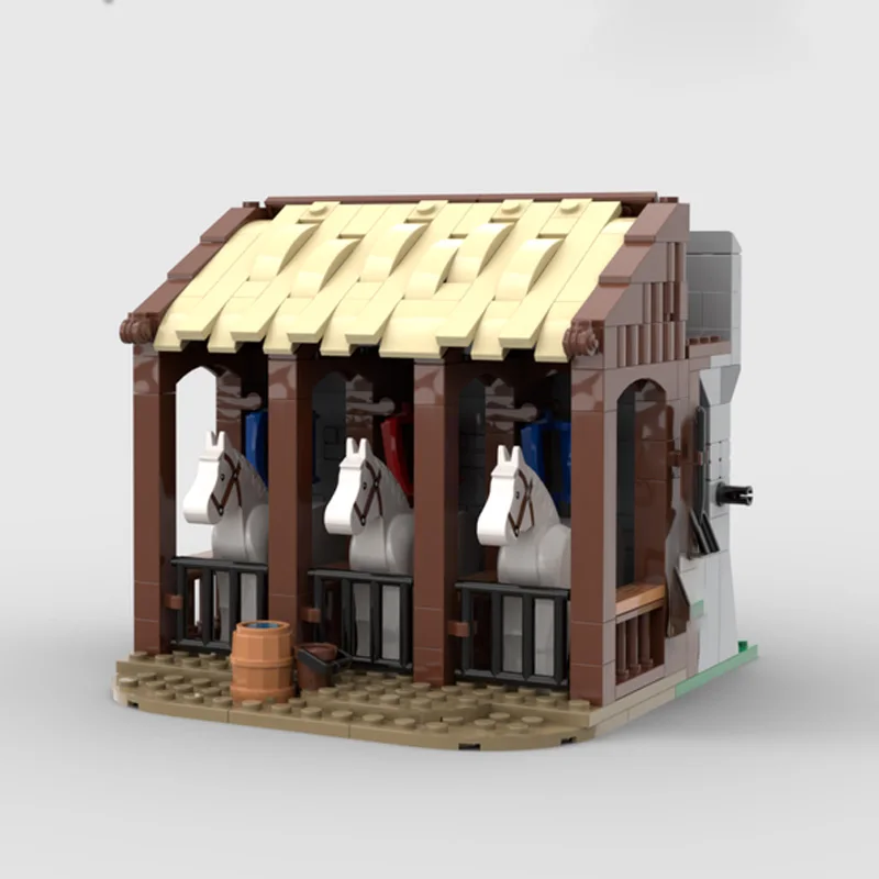 Medieval Blacksmith & Stable with Archery Range - MOC Building Block Set, 100% Compatible Creative Assembly Toy, Perfect Holiday