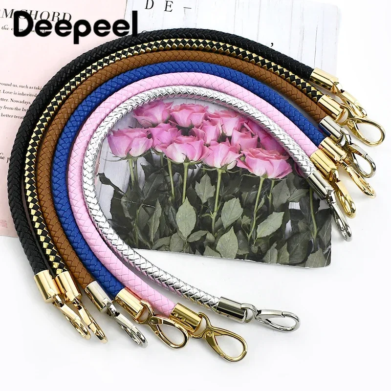 1Pc Deepeel 30-60cm Colorful PU Leather Bag Straps Purse Handbag Handles Gold Chain Buckle Weave Sling DIY Handmade Accessories