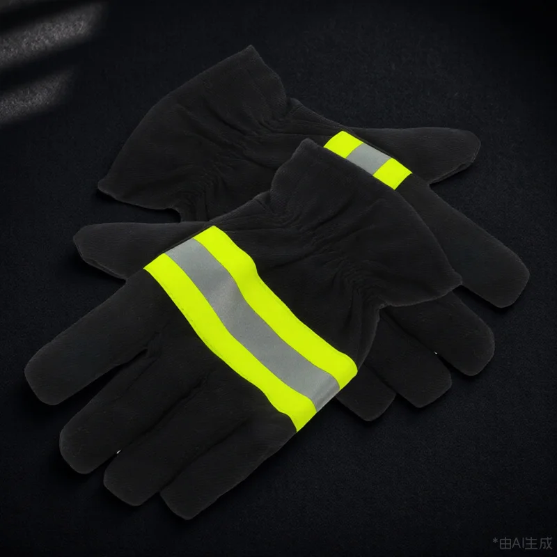 1 Pair Firefighting Gloves Insulated Heat-Resistant High-Temperature Protection For Emergency Rescue Firefighter Work Gear