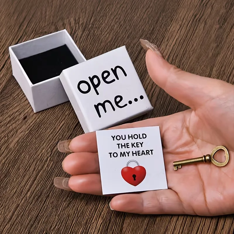 صندوق هدايا مفتاح افتحني له، يمكنك تحمل مفتاح بطاقة رسالة قلبي، هدية مفاجئة لعيد الحب للذكرى السنوية الرومانسية