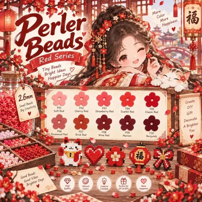 All-in-One Immersive Beads Kit – 2000pcs 2.6mm Fuse Beads, Hama Perler Puzzle Beads Refill, Creative Stress-Relief Gift