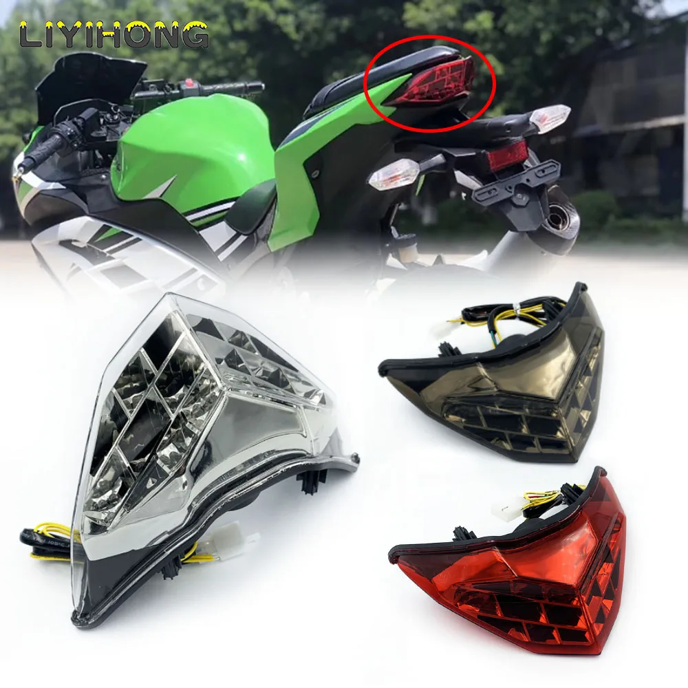 For Kawasaki Ninja 250 300 EX300 2013 2014 2015 2016 2017 Rear Taillight Tail Brake Turn Signals Integrated Led Light