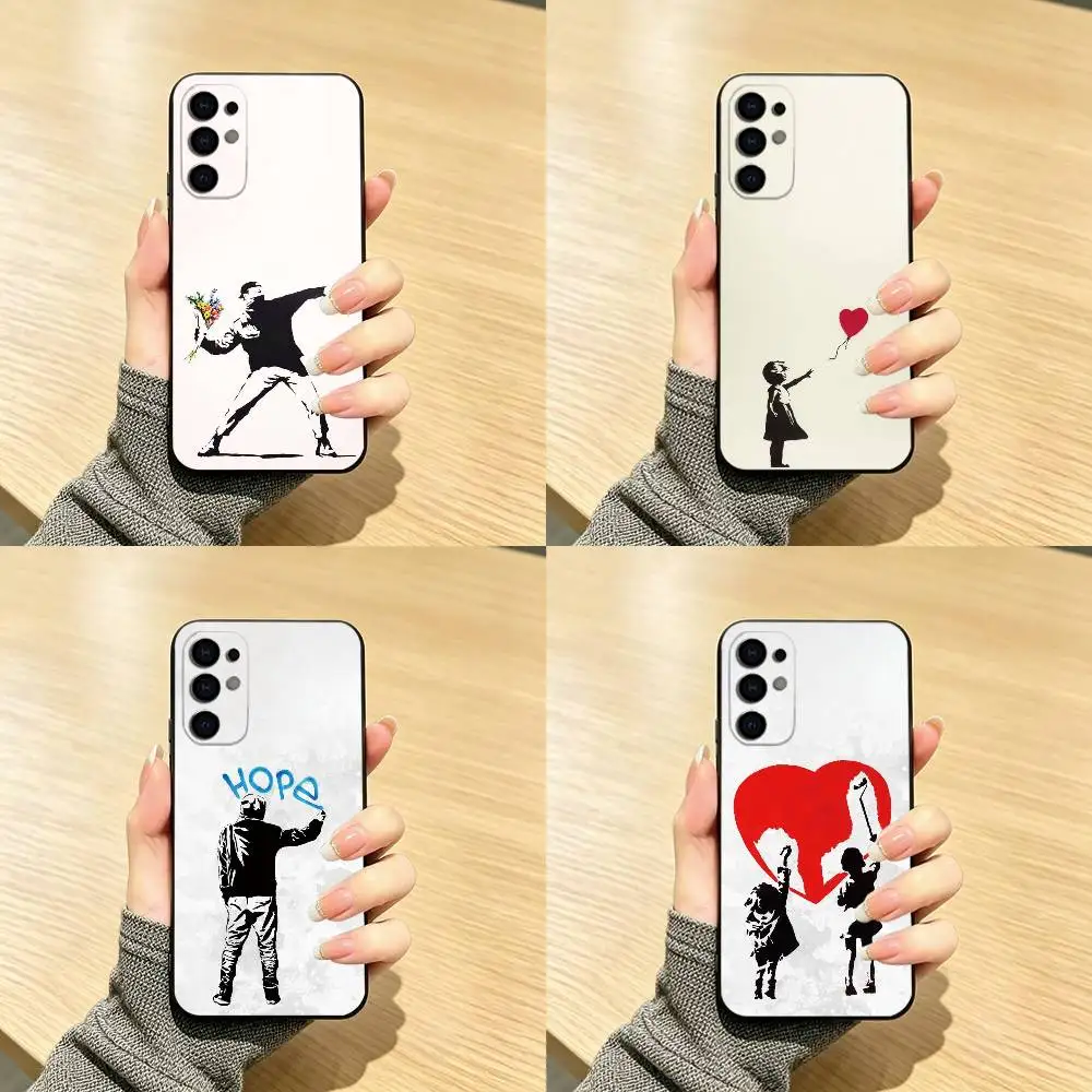 Coque de téléphone G-Graffiti Artist B-Banksy en silicone noir souple pour Samsung S25, S24, S21, S22, S23, S30, Ultra, S20, Plus, Fe, Lite